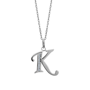 Sterling Silver Cubic Zirconia "K" Initial Pendant