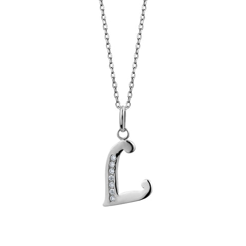 Sterling Silver Cubic Zirconia "L" Initial Pendant