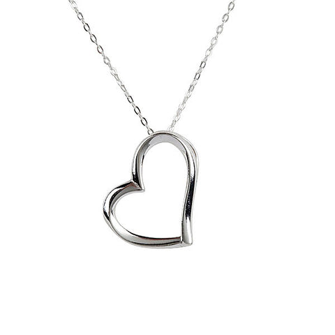 Sterling Silver Sideways Open Heart Slider Pendant