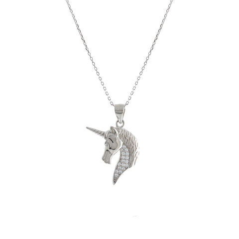 Sterling Silver Cubic Zirconia Unicorn Pendant