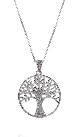 Sterling Silver Cubic Zirconia Tree of Life Pendant