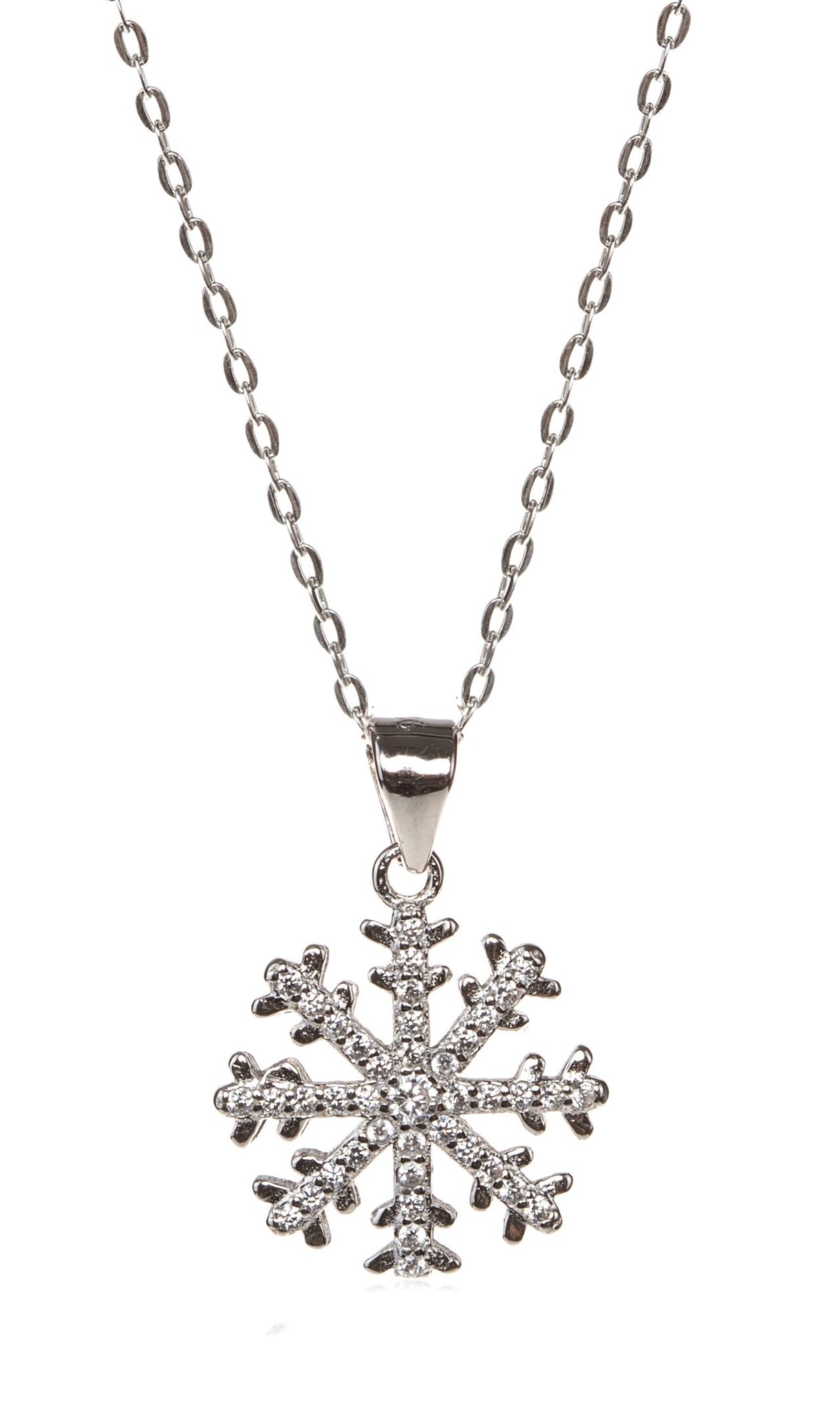 Sterling Silver Cubic Zirconia Snowflake Pendant