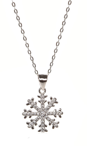 Sterling Silver Cubic Zirconia Snowflake Pendant