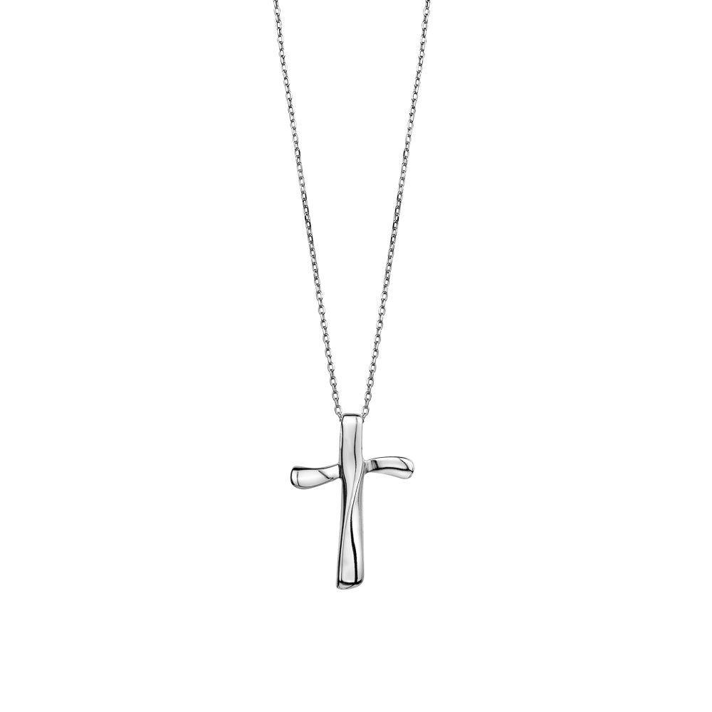 Sterling Silver Polished Twisted Cross Pendant