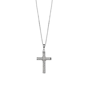 Sterling Silver Large Cubic Zirconia Cross Pendant