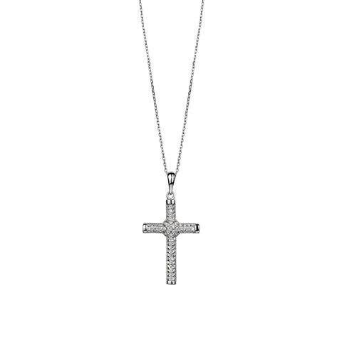 Sterling Silver Large Cubic Zirconia Cross Pendant