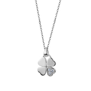 Sterling Silver Cubic Zirconia Four Leaf Clover Pendant