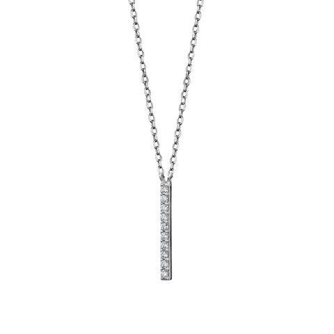 Sterling Silver Cubic Zirconia Stick Pendant