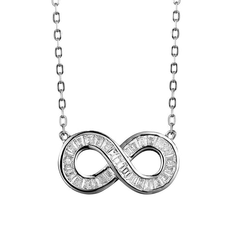 Sterling Silver Cubic Zirconia Infinity Necklace