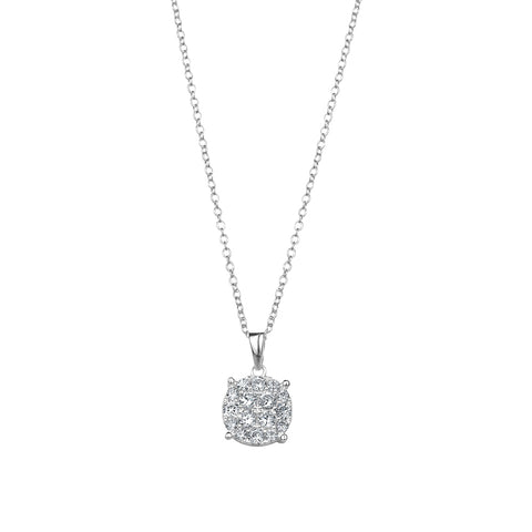 Sterling Silver Cubic Zirconia Cluster Round Pendant