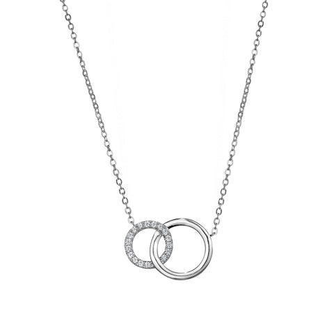 Sterling Silver Cubic Zirconia Interlocking Circles Pendant