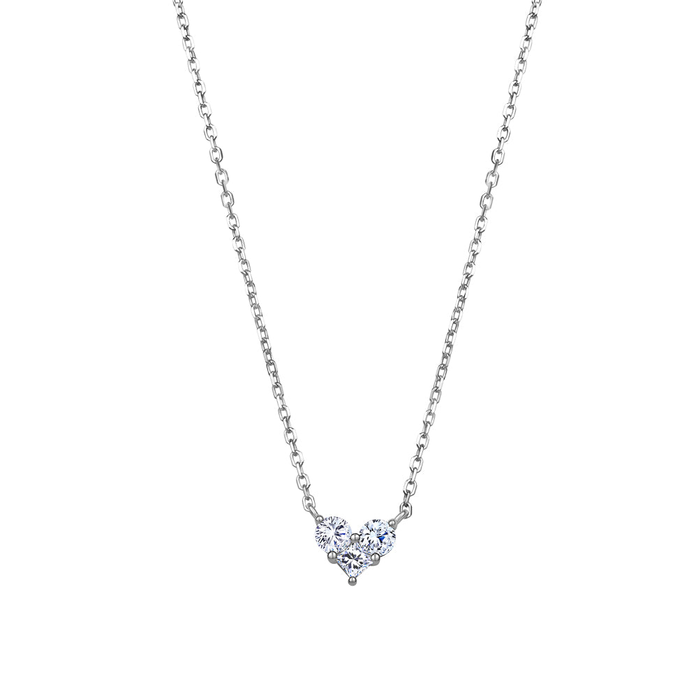 Sterling Silver Cubic Zirconia Cluster Heart Necklace