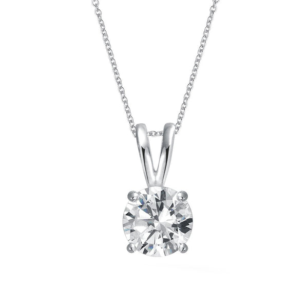 Sterling Silver Cubic Zirconia Round Solitaire Pendant